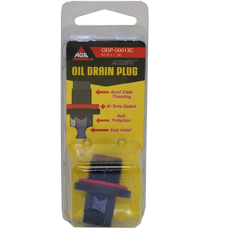 Ags ODP-00013C Accufit Oil Drain Plug M18x1.50, Card ODP-00013C